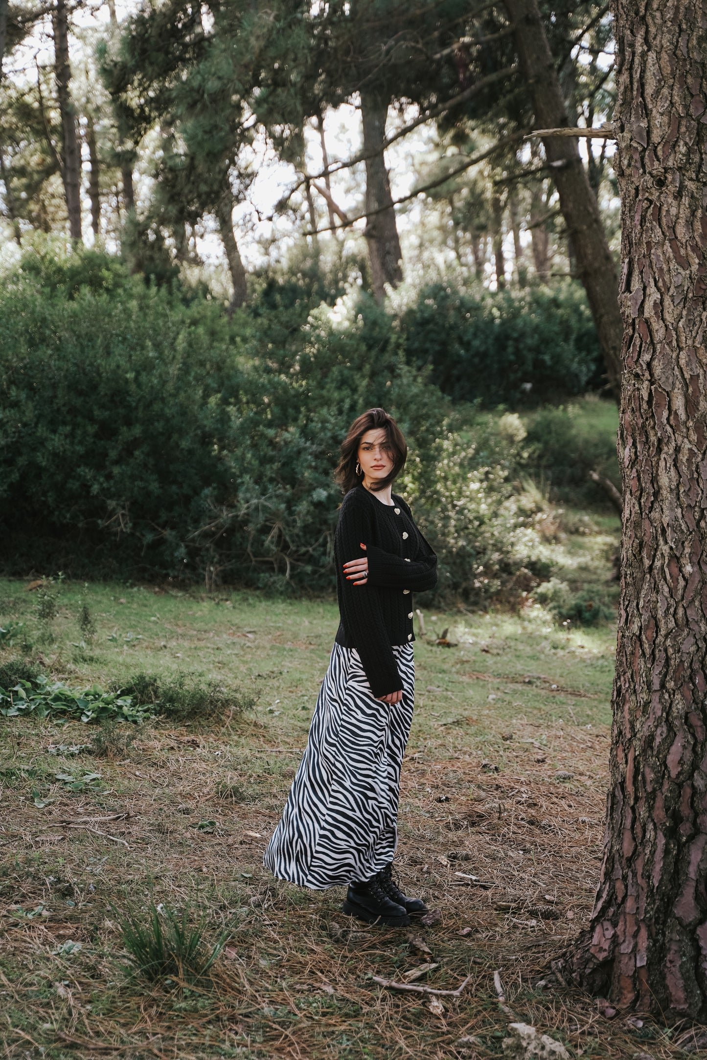 Animal Print Satin Skirt