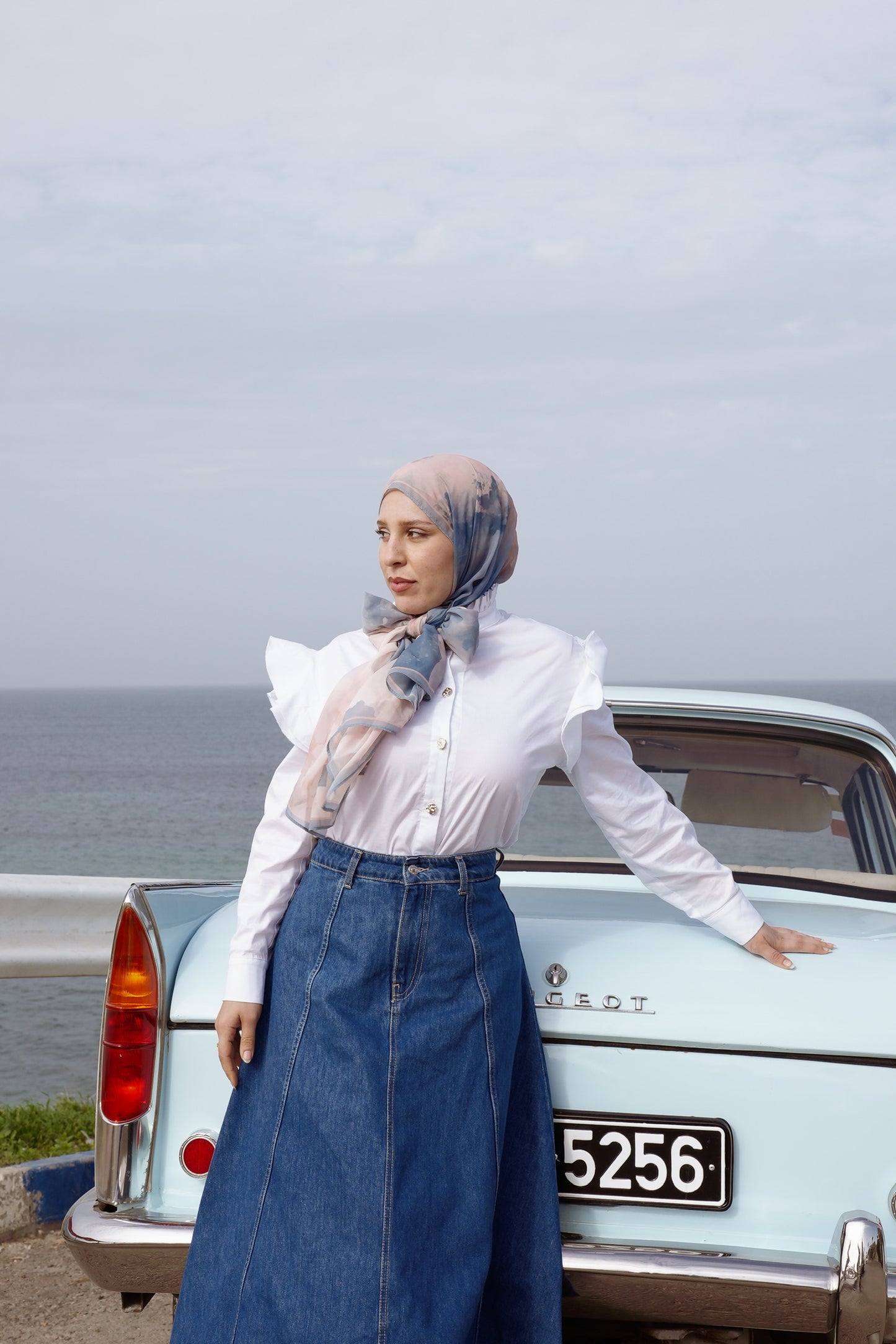 Panelled Denim Maxi Skirt