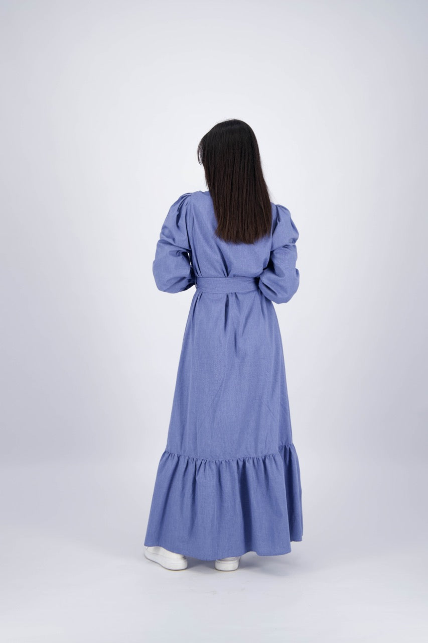 Blue Poplin Maxi Dress
