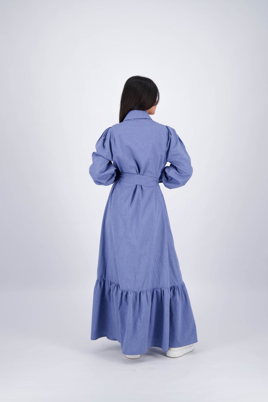 Blue Poplin Maxi Dress