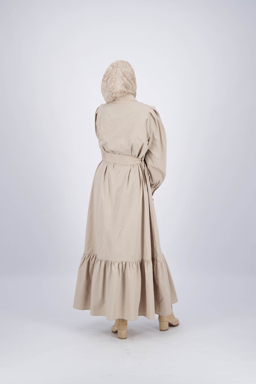 Beige Poplin Maxi Dress