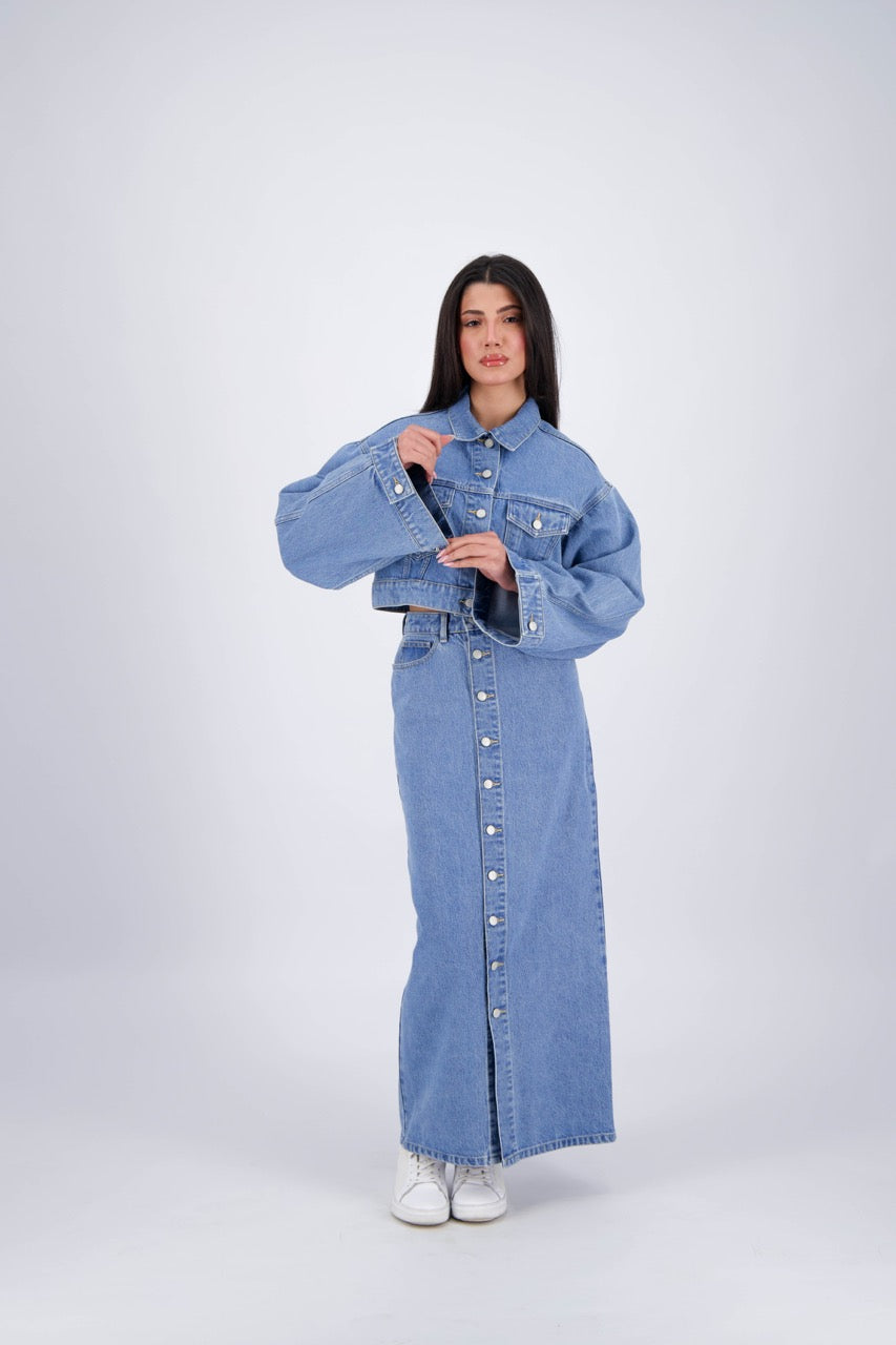 The CS X Kontakt Button-Down Maxi Denim Skirt