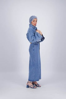 The CS X Kontakt Button-Down Maxi Denim Skirt