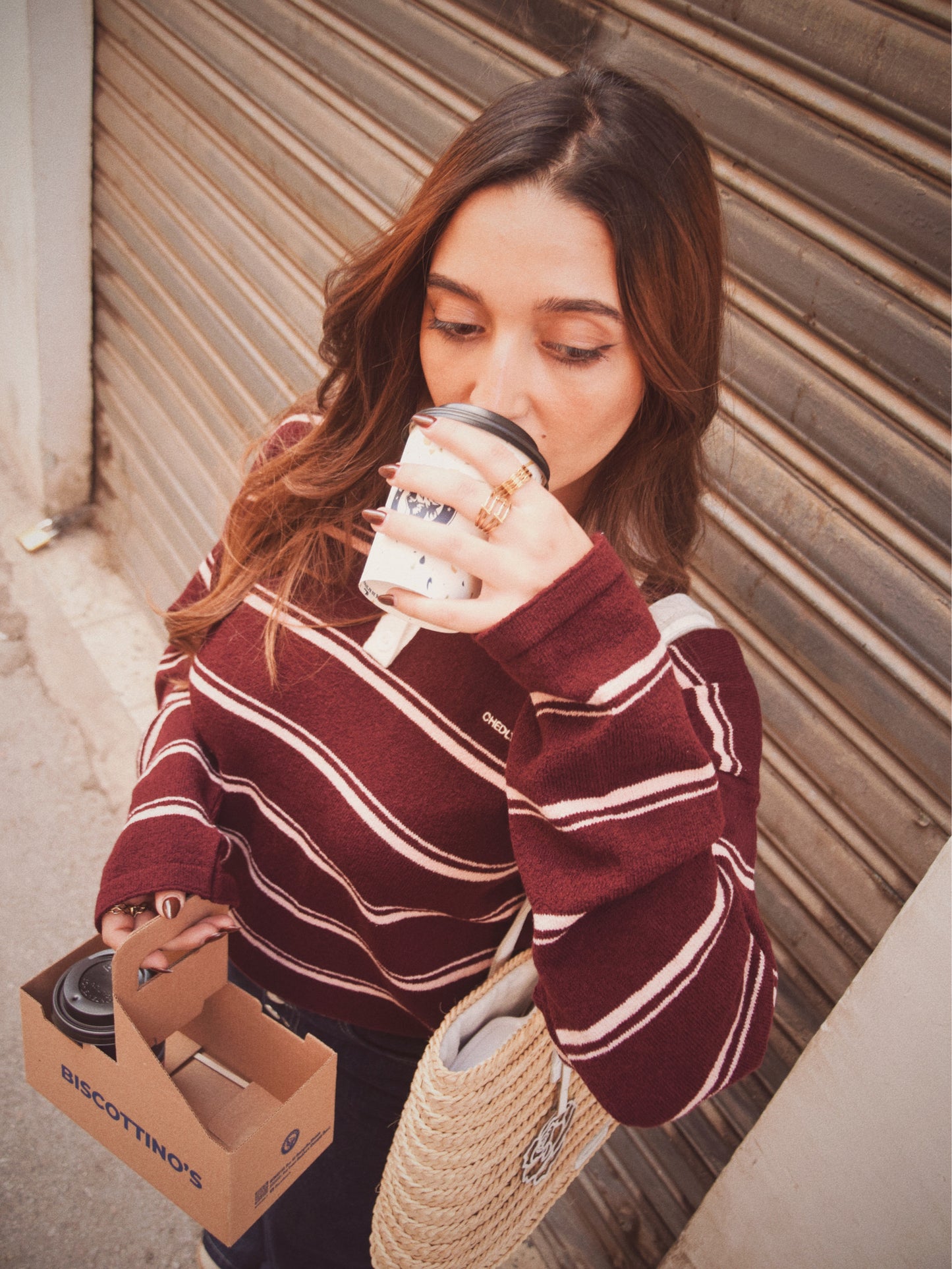 The Soft Stripes Sweatshirt (Burgundy X pink)