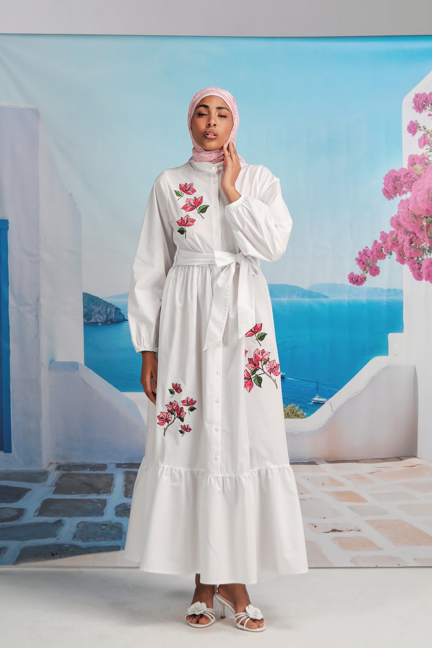 Bougainvillea Field White Dress