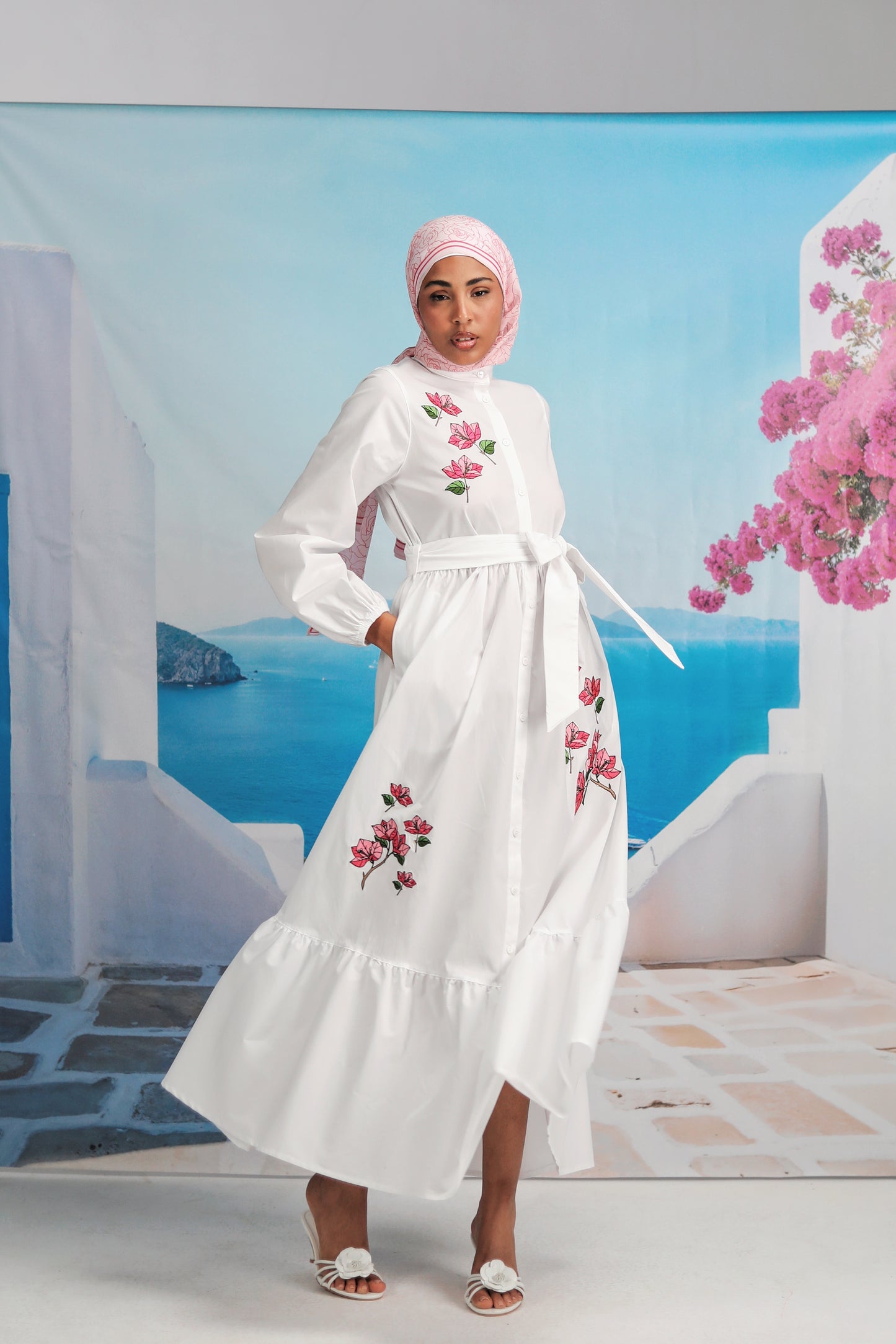 Bougainvillea Field White Dress