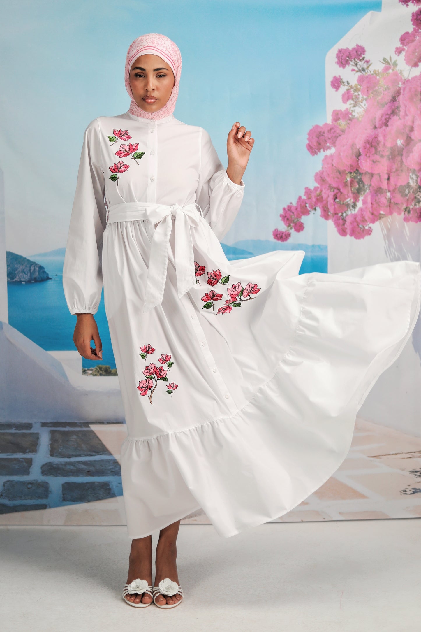 Bougainvillea Field White Dress