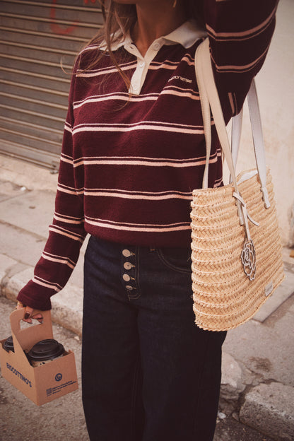 The Soft Stripes Sweatshirt (Burgundy X pink)