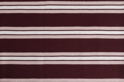 Retro Striped Polo Knit (Burgundy X Pink)