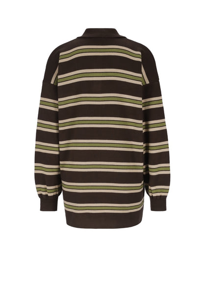 Retro Striped Polo Knit (Brown X Green)