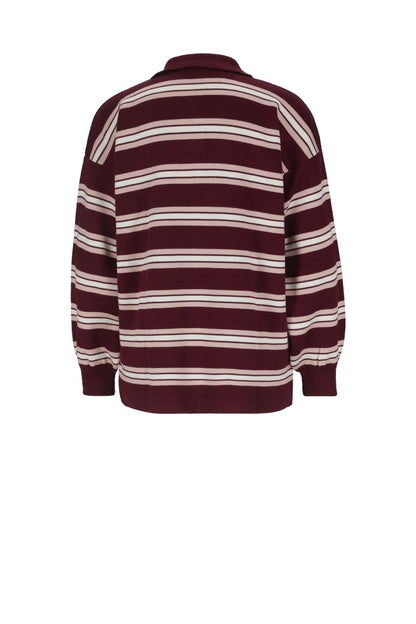 Retro Striped Polo Knit (Burgundy X Pink)