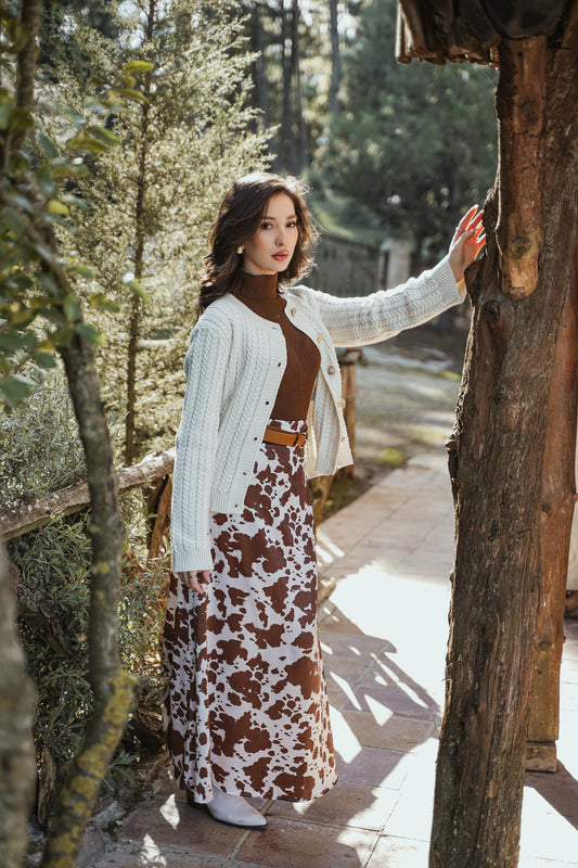 Animal Print Satin Skirt