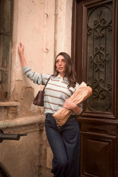 The Soft Stripes Sweatshirt (Blue X Brown)