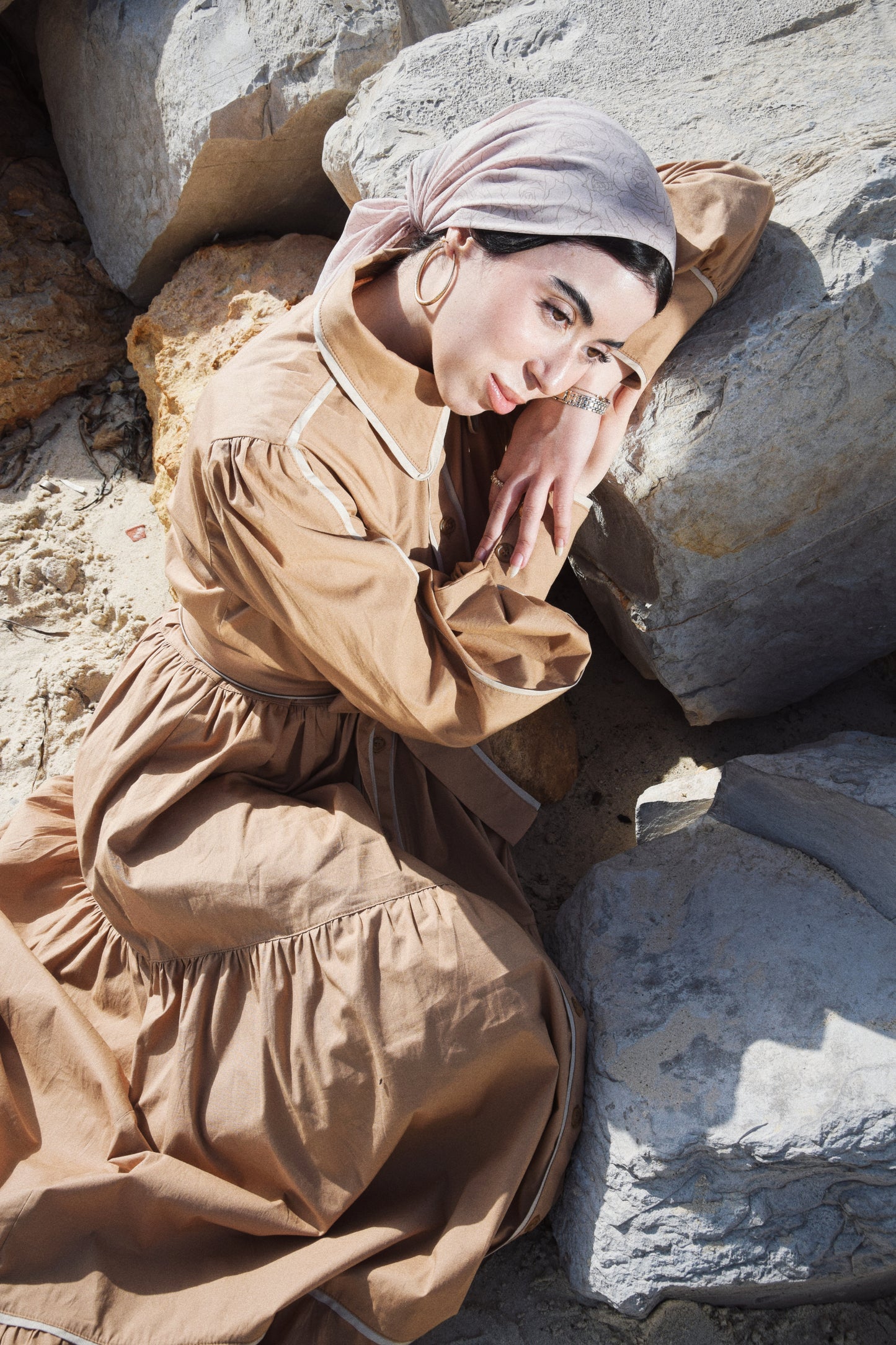 Contrast Trim Cotton Dress