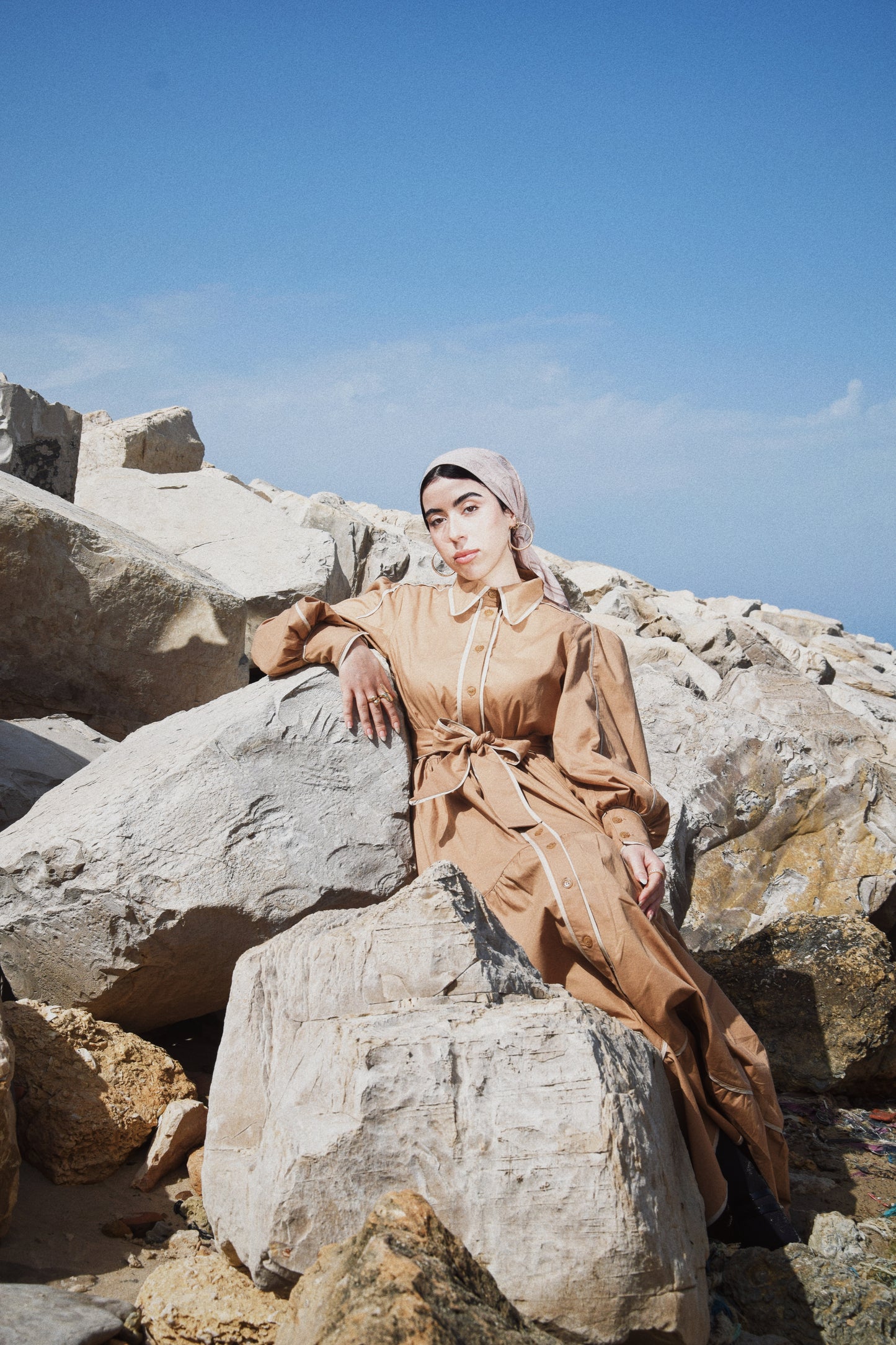 Contrast Trim Cotton Dress