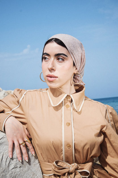 Contrast Trim Cotton Dress