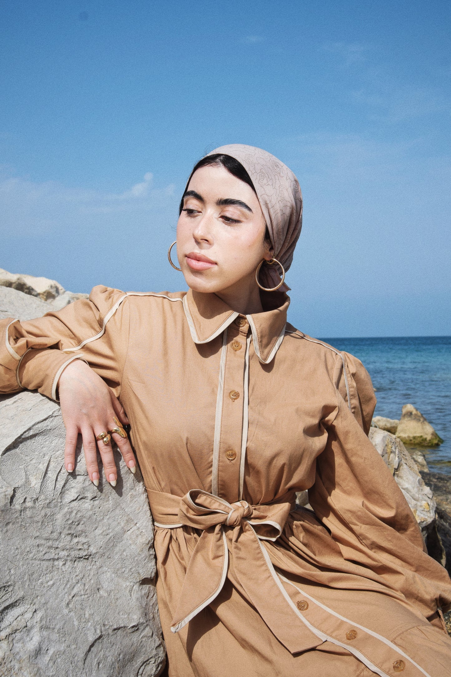 Contrast Trim Cotton Dress