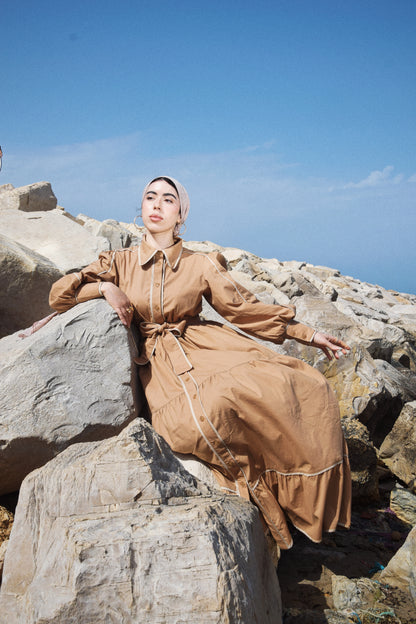 Contrast Trim Cotton Dress