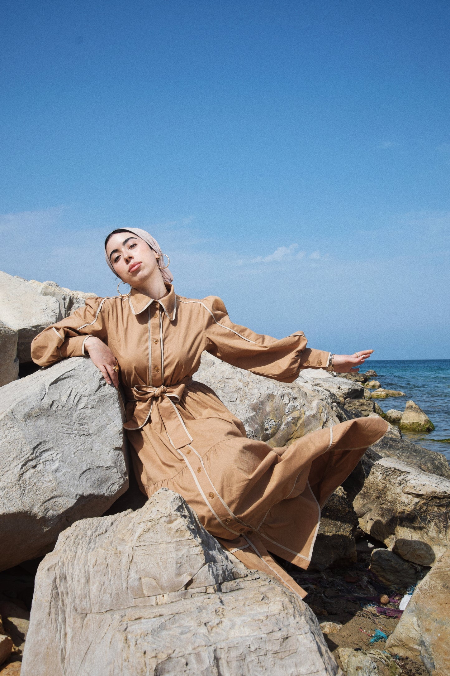 Contrast Trim Cotton Dress