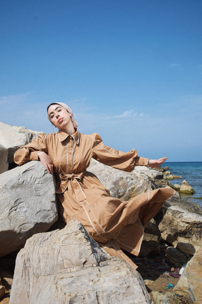 Contrast Trim Cotton Dress