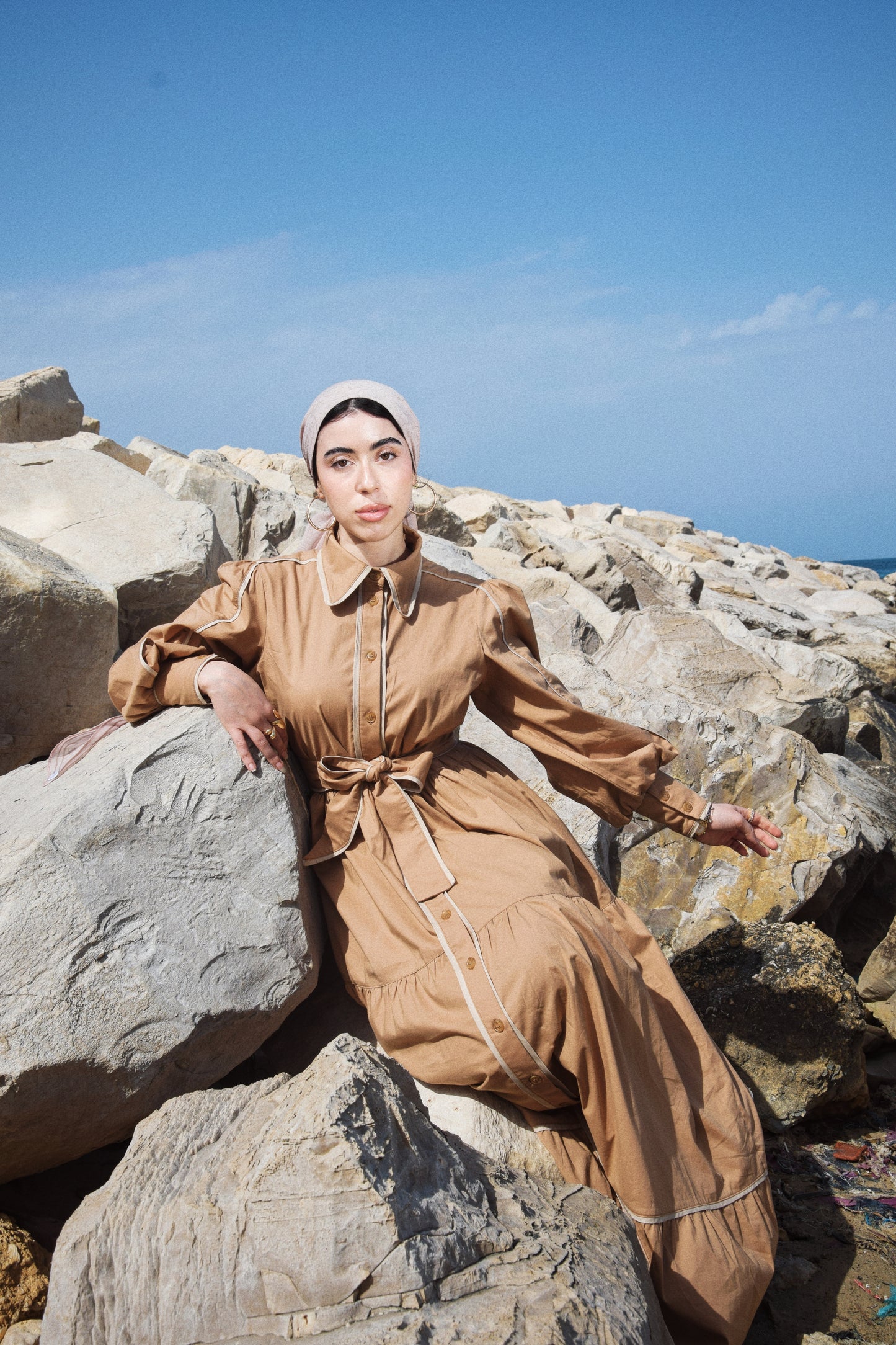 Contrast Trim Cotton Dress