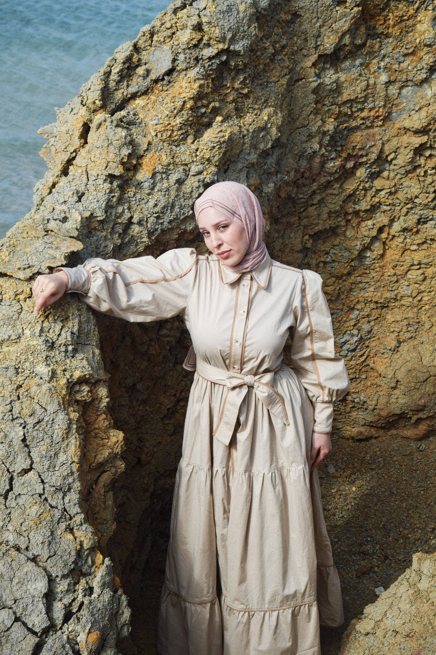 Contrast Trim Cotton Dress