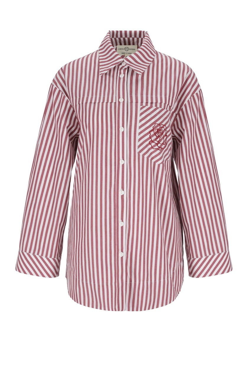Striped Essential Shirt (Burgundy)