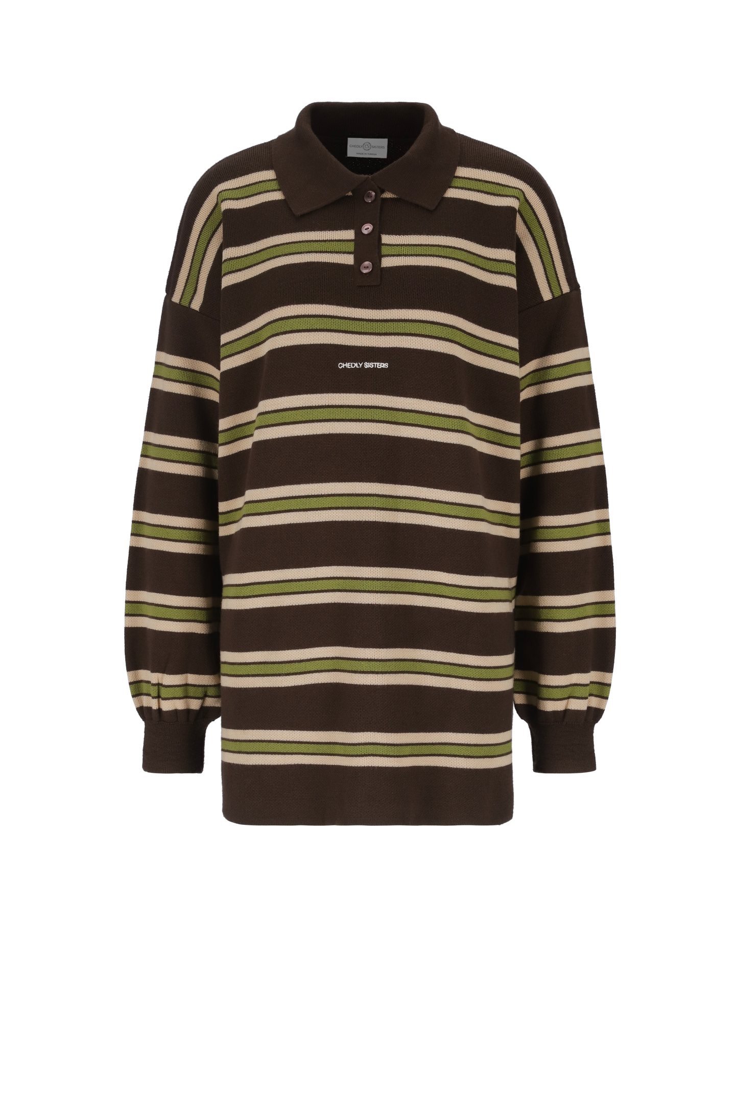 Retro Striped Polo Knit (Brown X Green)