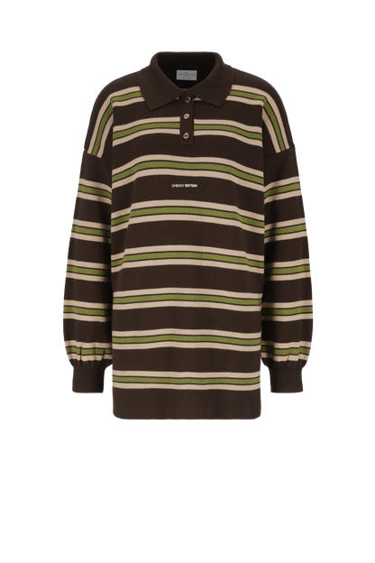 Retro Striped Polo Knit (Brown X Green)