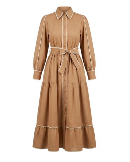 Contrast Trim Cotton Dress