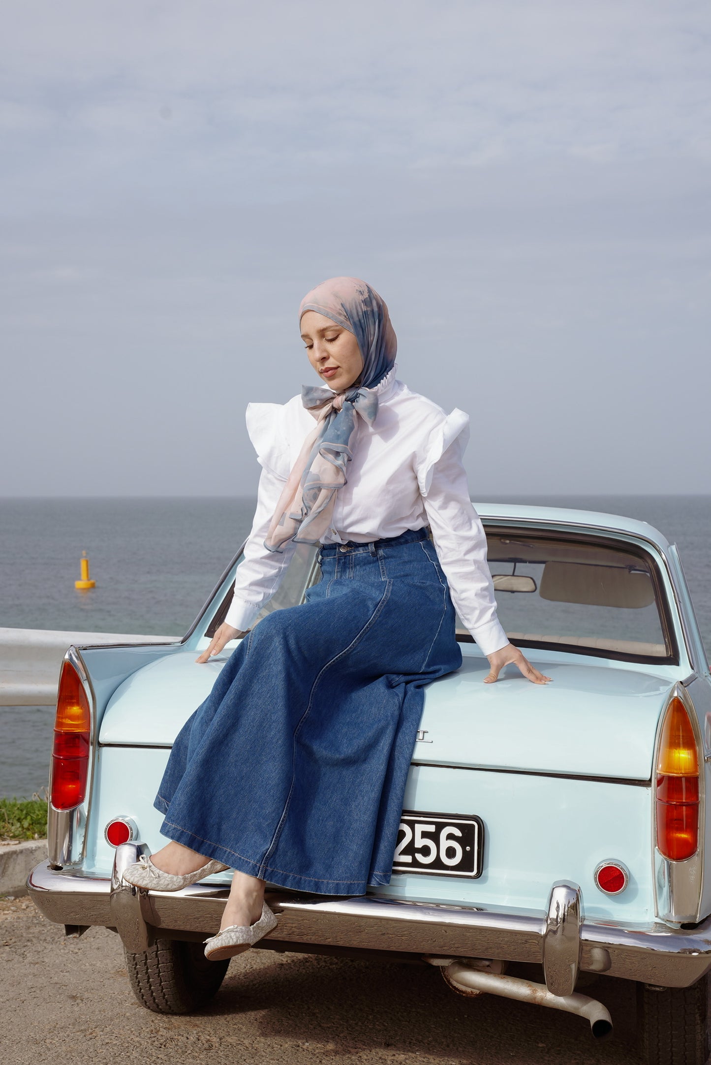 Panelled Denim Maxi Skirt