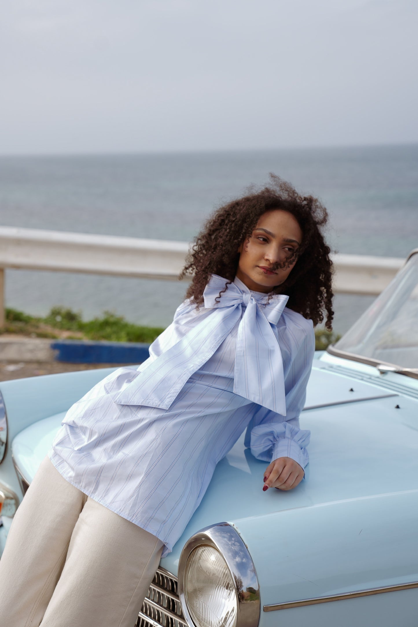 Striped Shirt With Bow