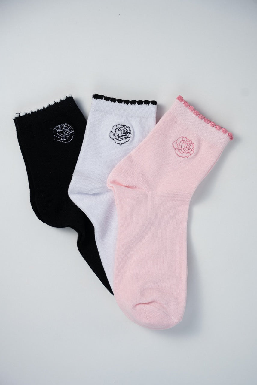 Rosy Bloom Socks (set of 3)