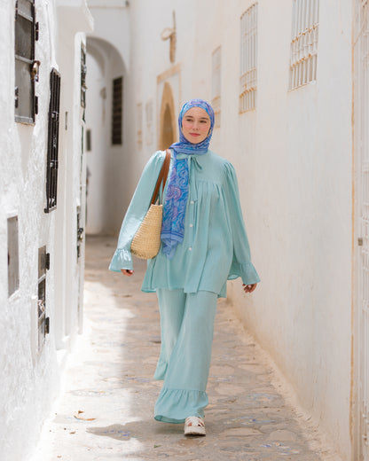 Blue Linen Pants
