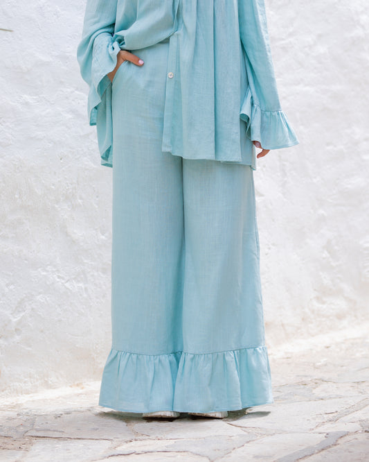 Blue Linen Pants